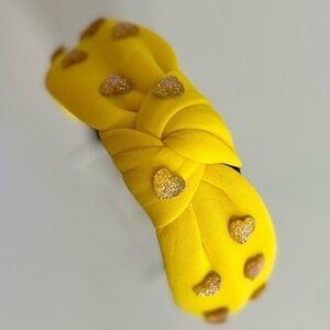 NWOT Yellow Headband with Glitter Hearts